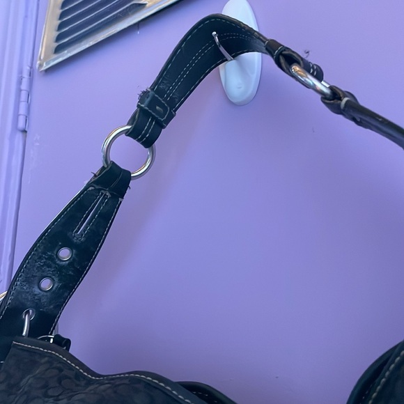 Coach Y2K Black Signature Canvas Bag in Black on Black Rare! - Picture 9 of 13